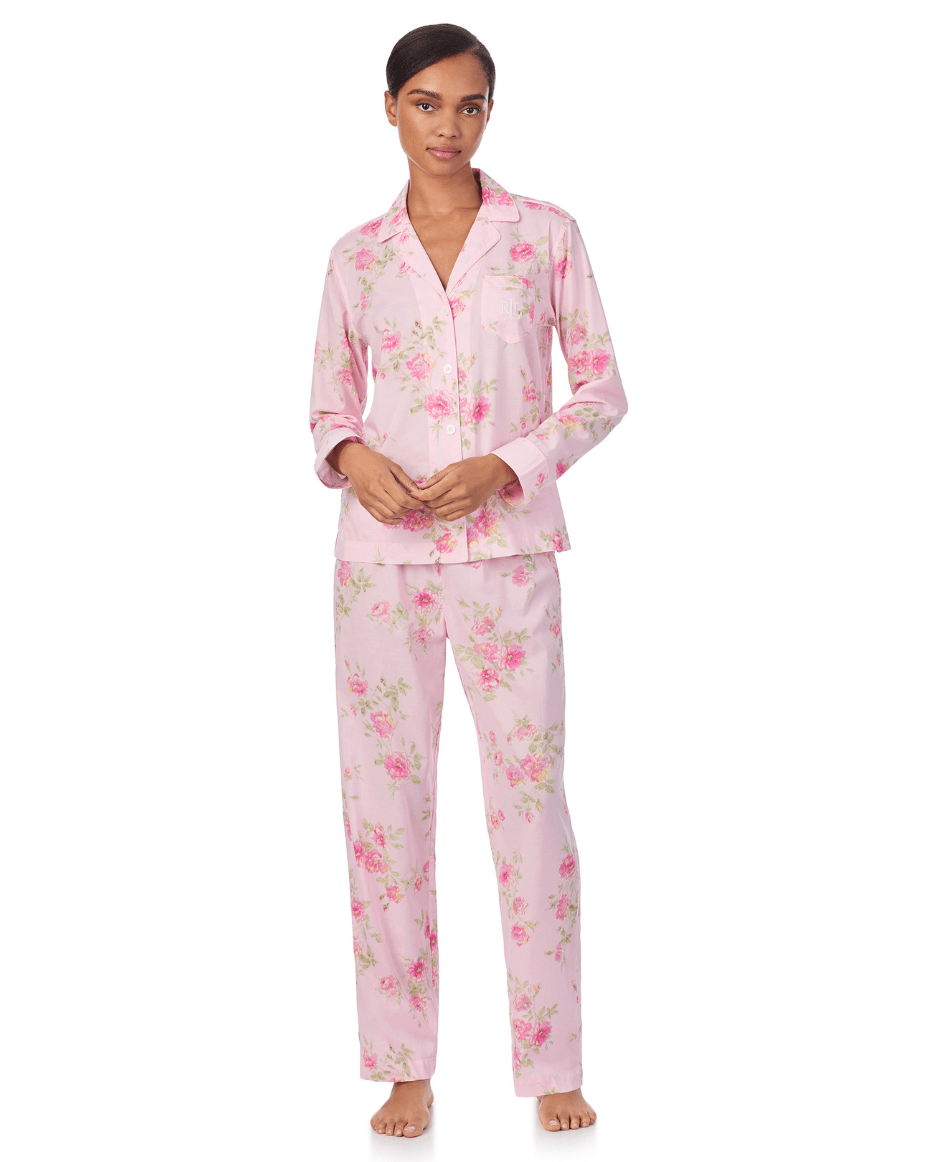 Ralph Lauren Long Sleeve Notch Collar Long Pant Pj Set