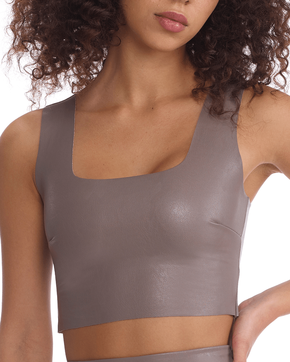 NEW Commando Square Neck Faux Leather Crop Top - Luxe Leopard