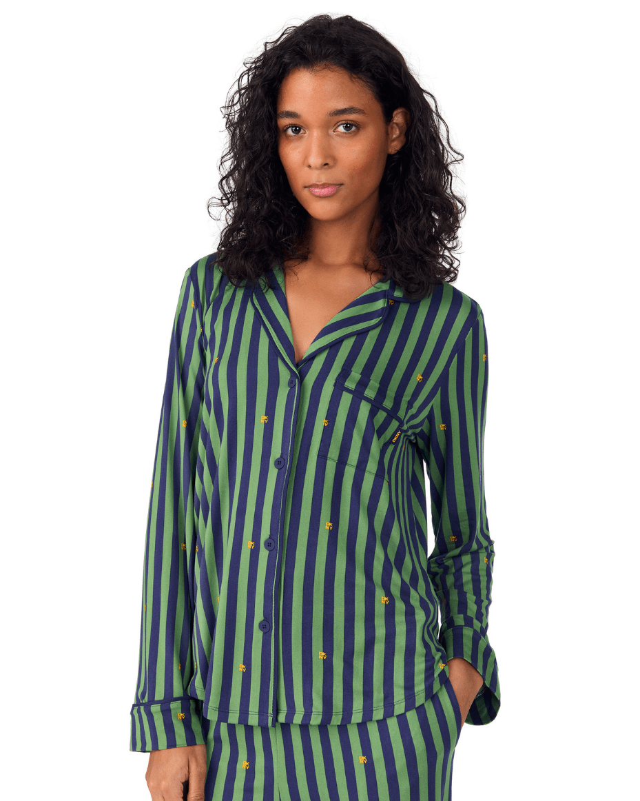 DKNY Long Sleeve Notch Collar Top & Pant Set - DKNY - Luxe Leopard