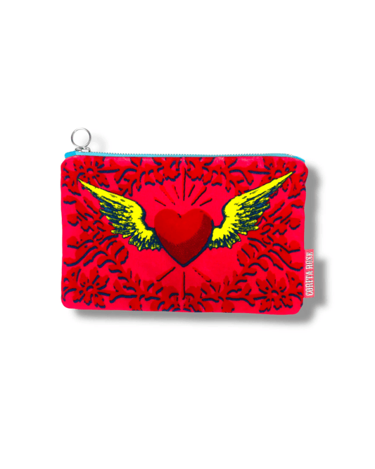 Corita Rose Small Clutch Flying Heart Pink