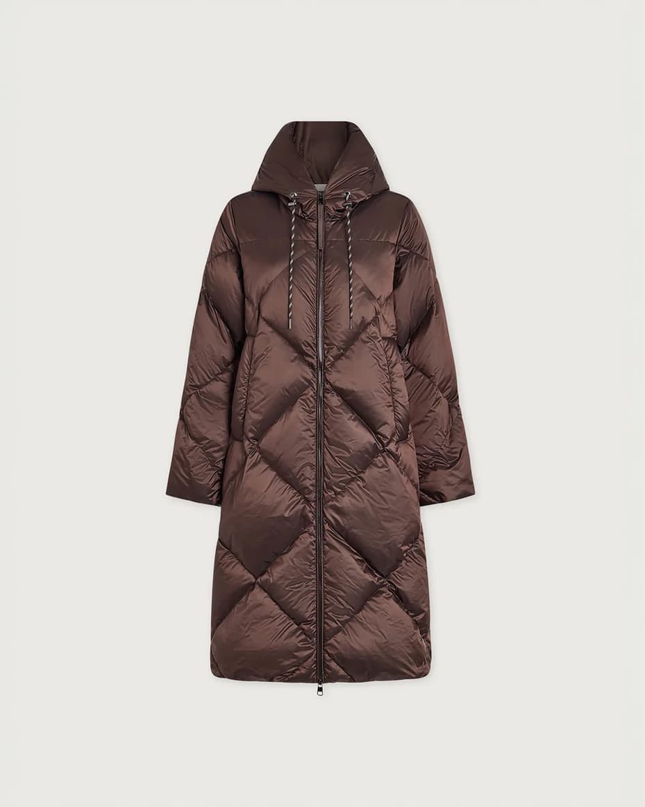 Varley Ashfield Long Down Puffer Dark Truffle Metallic - VARLEY - Luxe Leopard