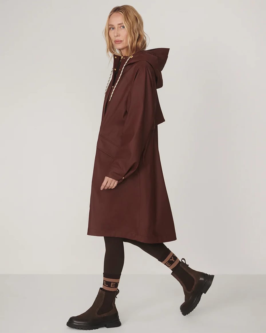 Varley Tovera Long Rain Jacket Deep Mahogany