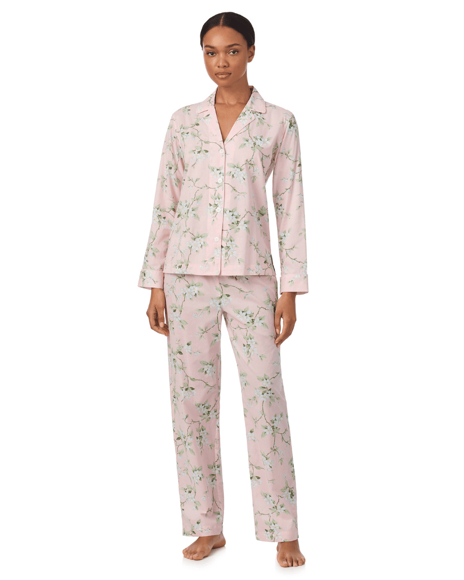 Lauren Ralph Lauren Long Sleeved Notch Collar Long Pant Pj Set - RALPH LAUREN - Luxe Leopard