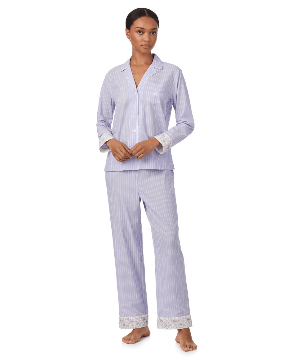 Lauren Ralph Lauren Long Sleeved Notch Collar Long Pant Pj Set - RALPH LAUREN - Luxe Leopard