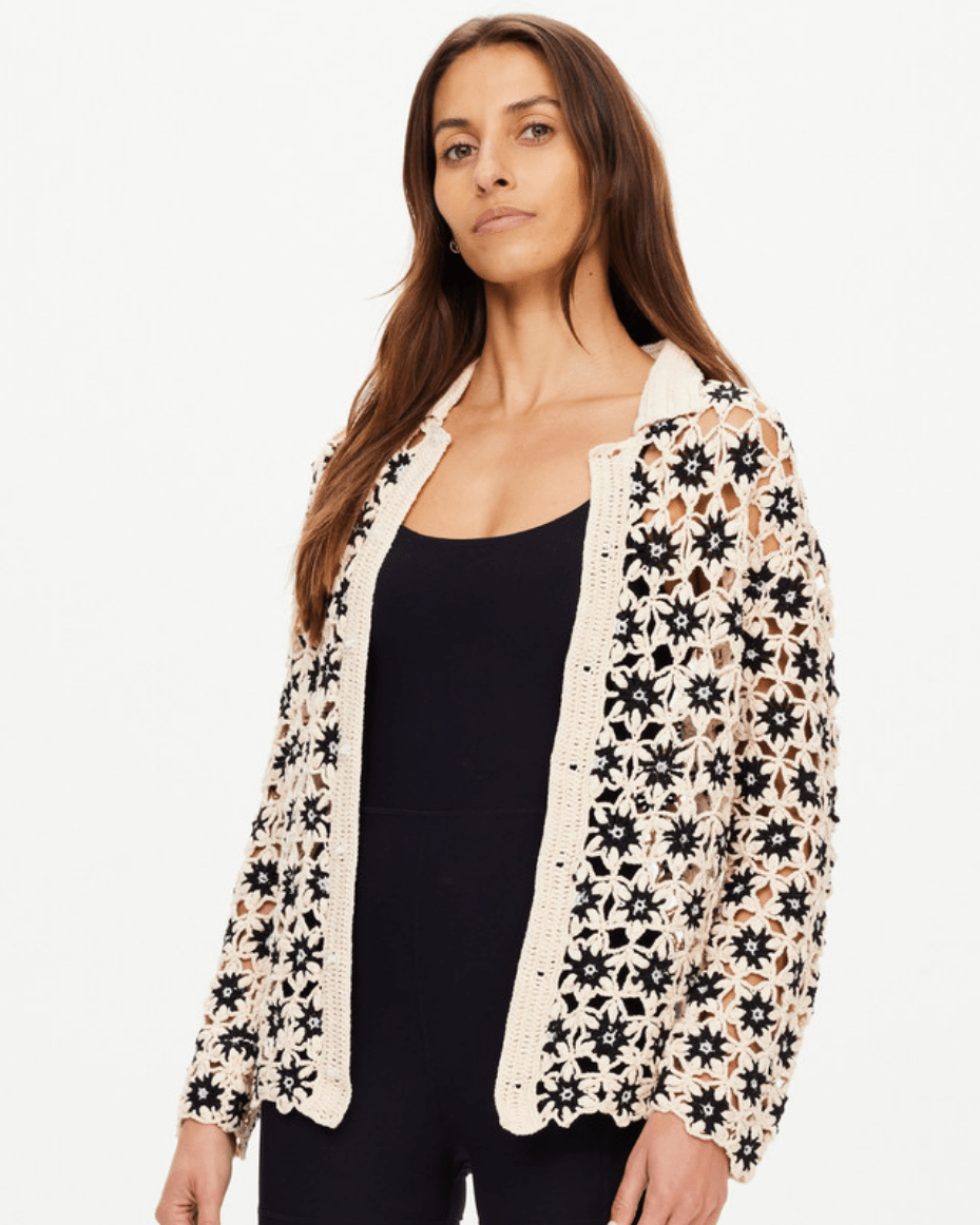 The UpSide Luminary Malia Crochet Shirt - THE UPSIDE - Luxe Leopard