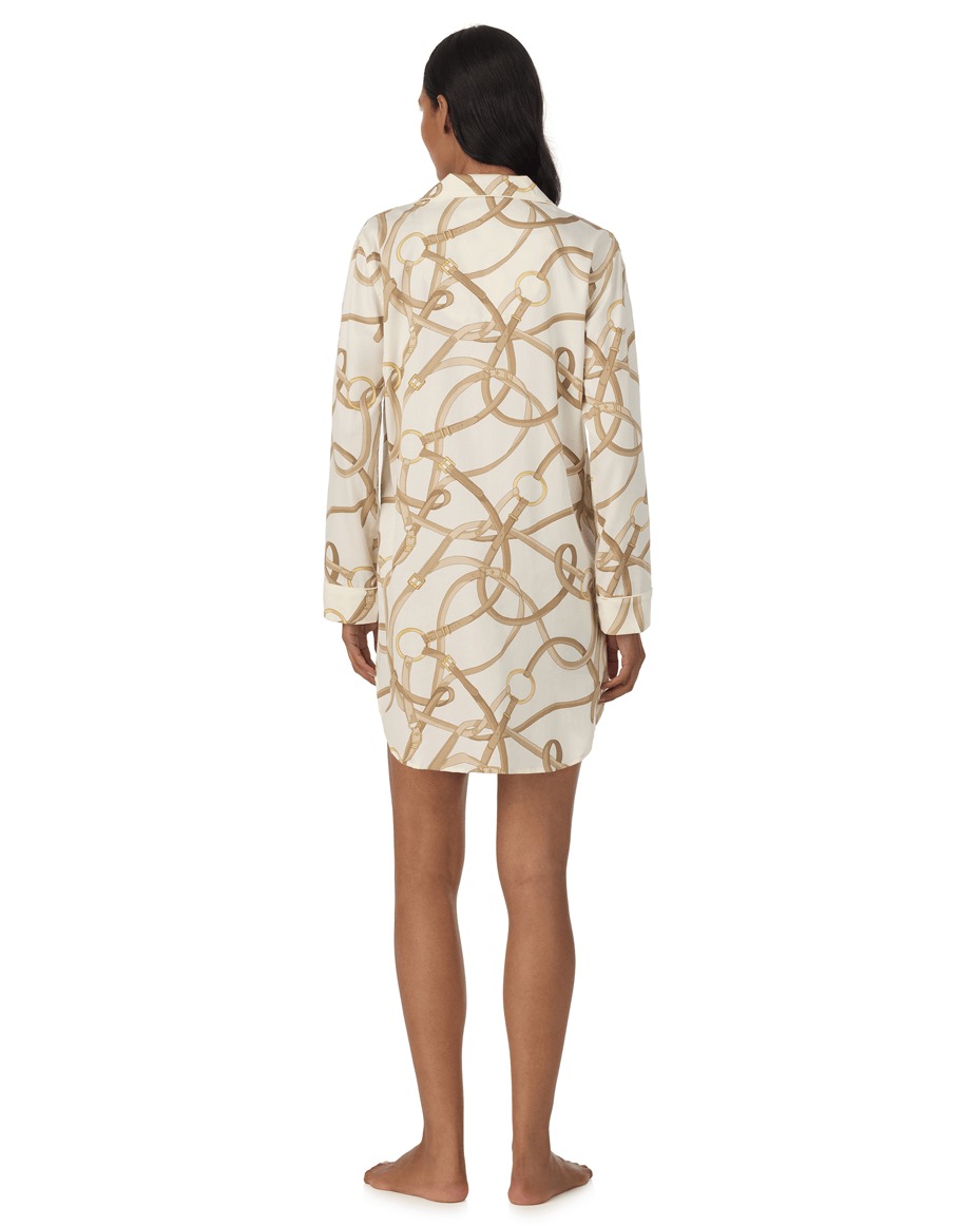 Lauren Ralph Lauren Long Sleeved Short Sleepshirt in Belting Print