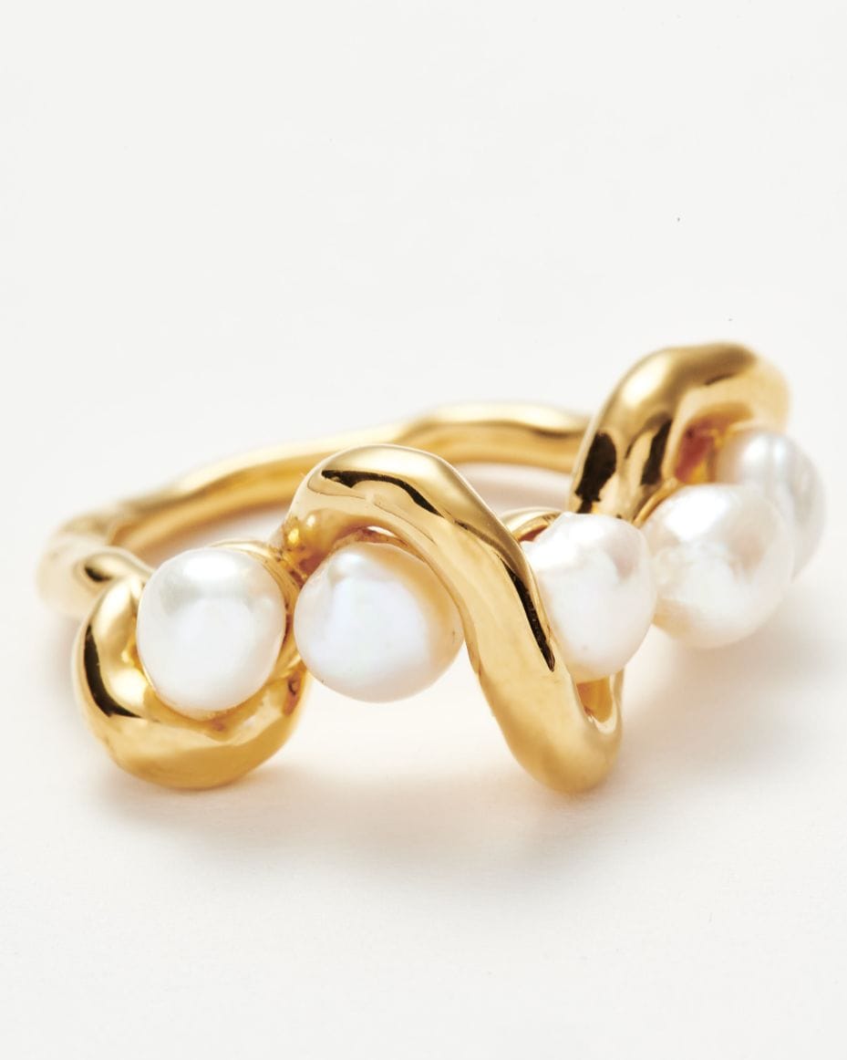 Missoma Gold Molten Pearl Twisted Stacking Ring - MISSOMA - Luxe Leopard