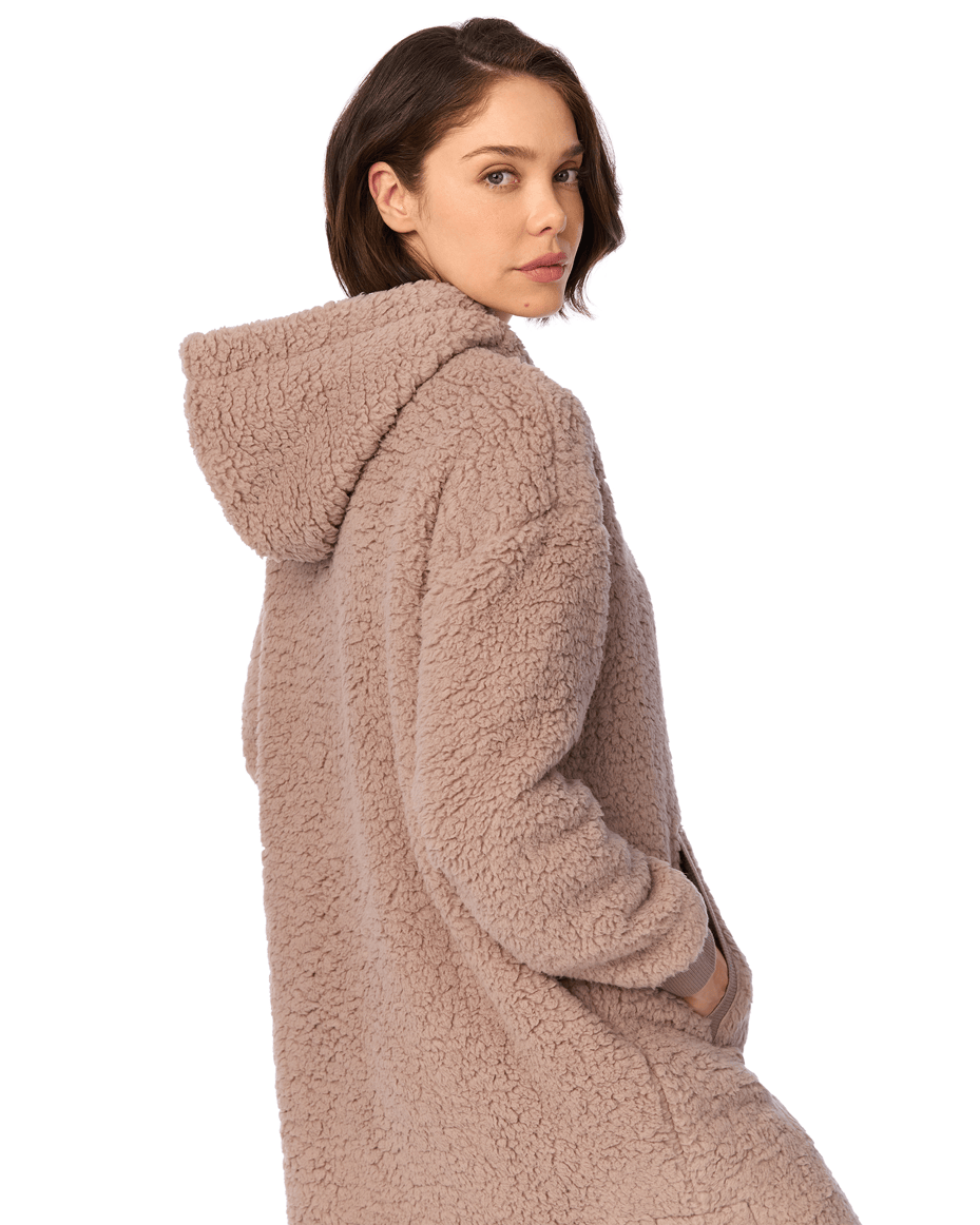 DKNY Long Sleeved Short Robe in City Stone