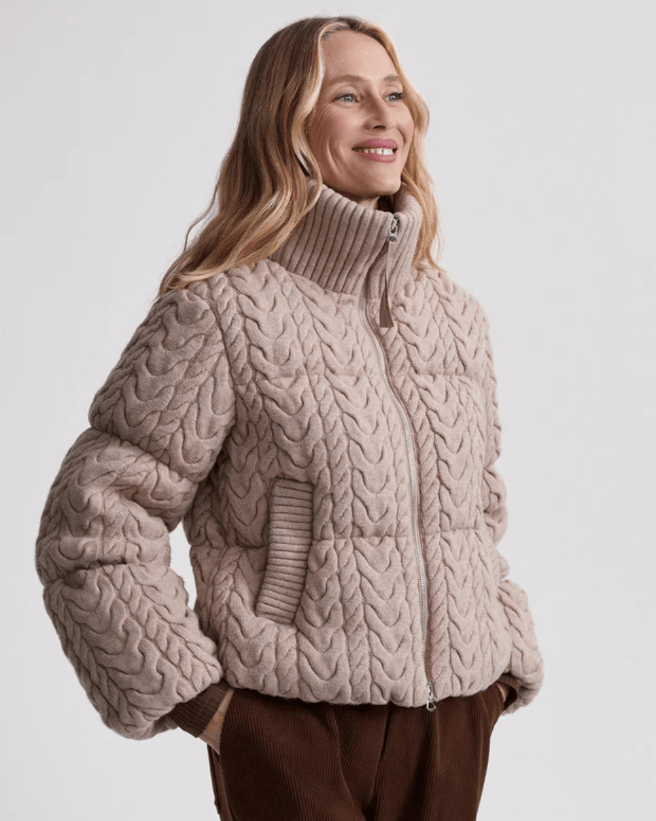 Varley Reggie Cable Knit Puffer