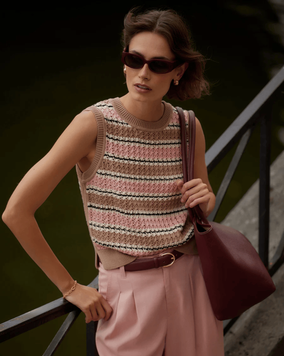 Varley Deeley Stripe Stitch Tank - VARLEY - Luxe Leopard