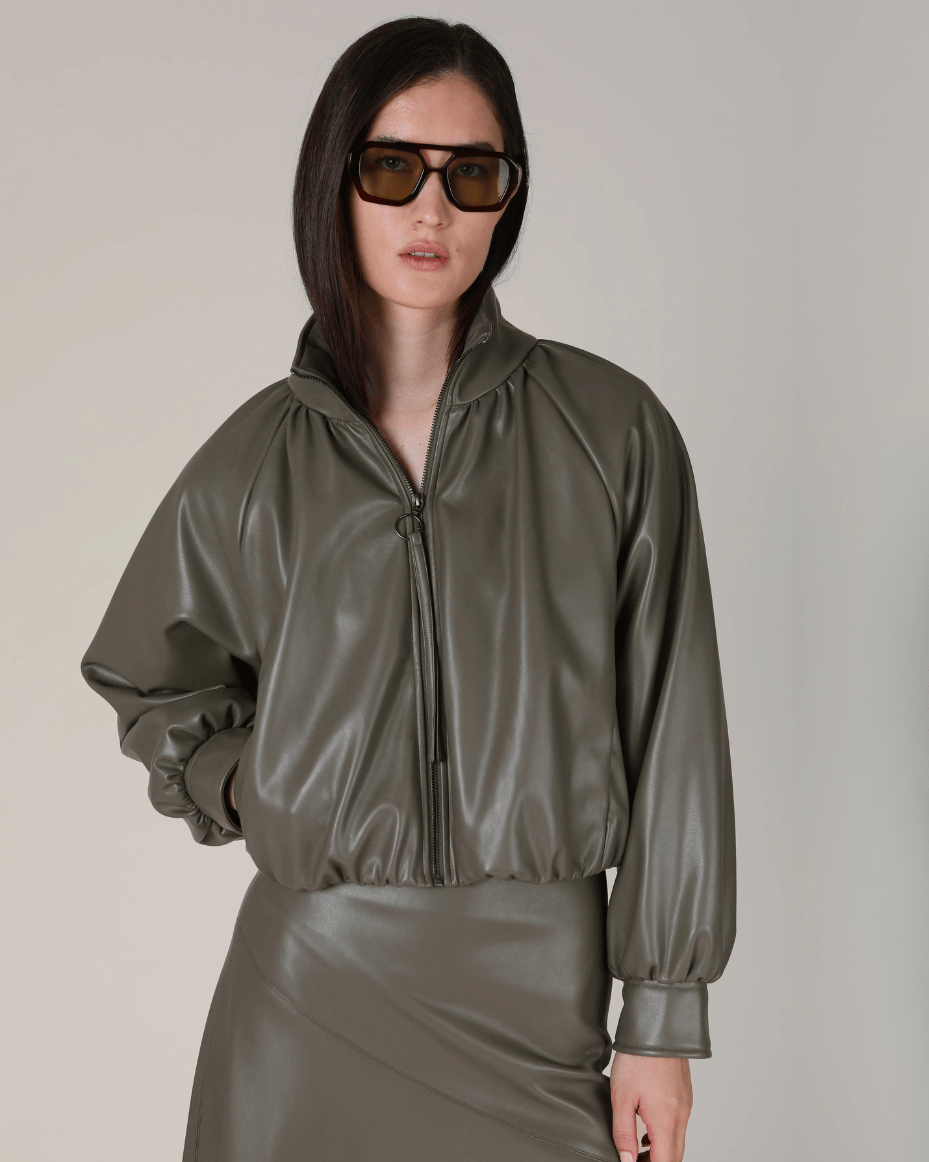Vivere Salomi Faux Leather Bomber Jacket