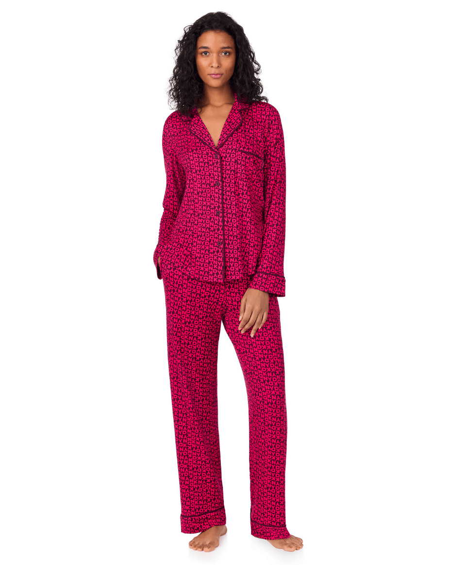 DKNY Long Sleeve Notch Collar Top & Pant Set - DKNY - Luxe Leopard