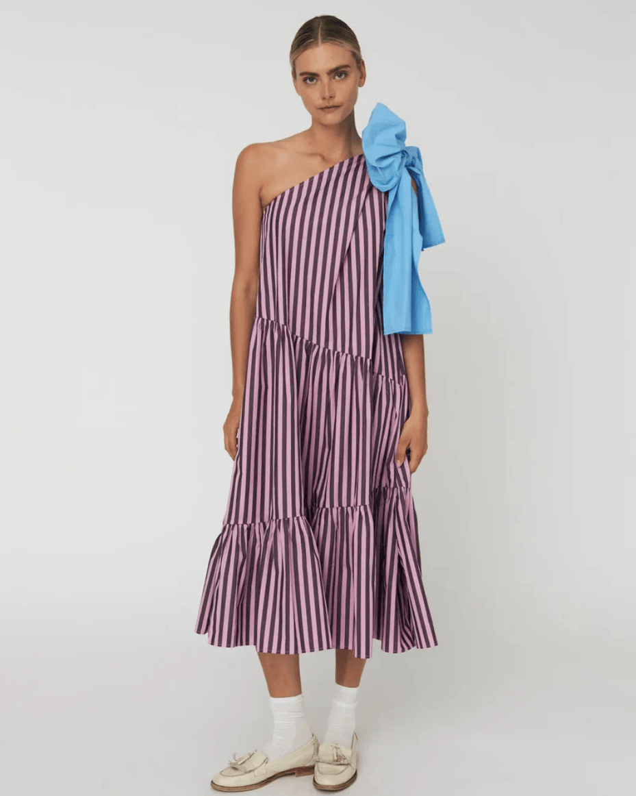 Stella Nova - Striped Bow Maxi Dress - STELLA NOVA - Luxe Leopard