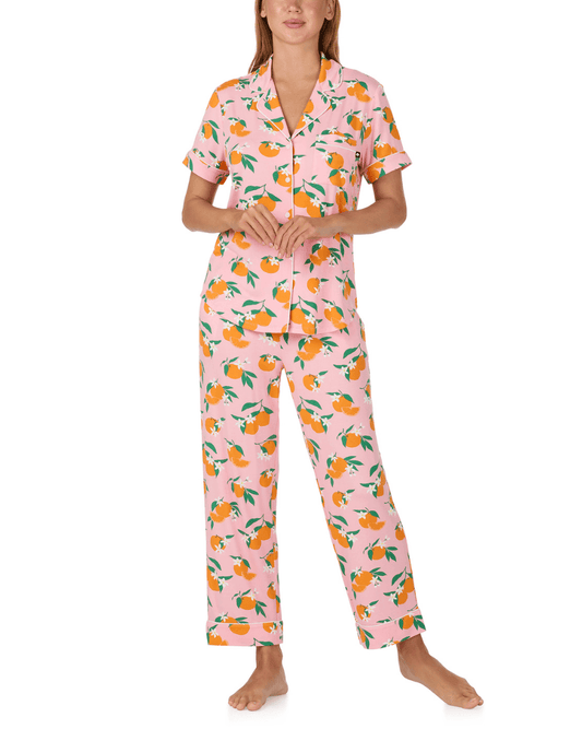 Kate Spade Short Sleeved Notch Crop Pj Set - KATE SPADE - Luxe Leopard
