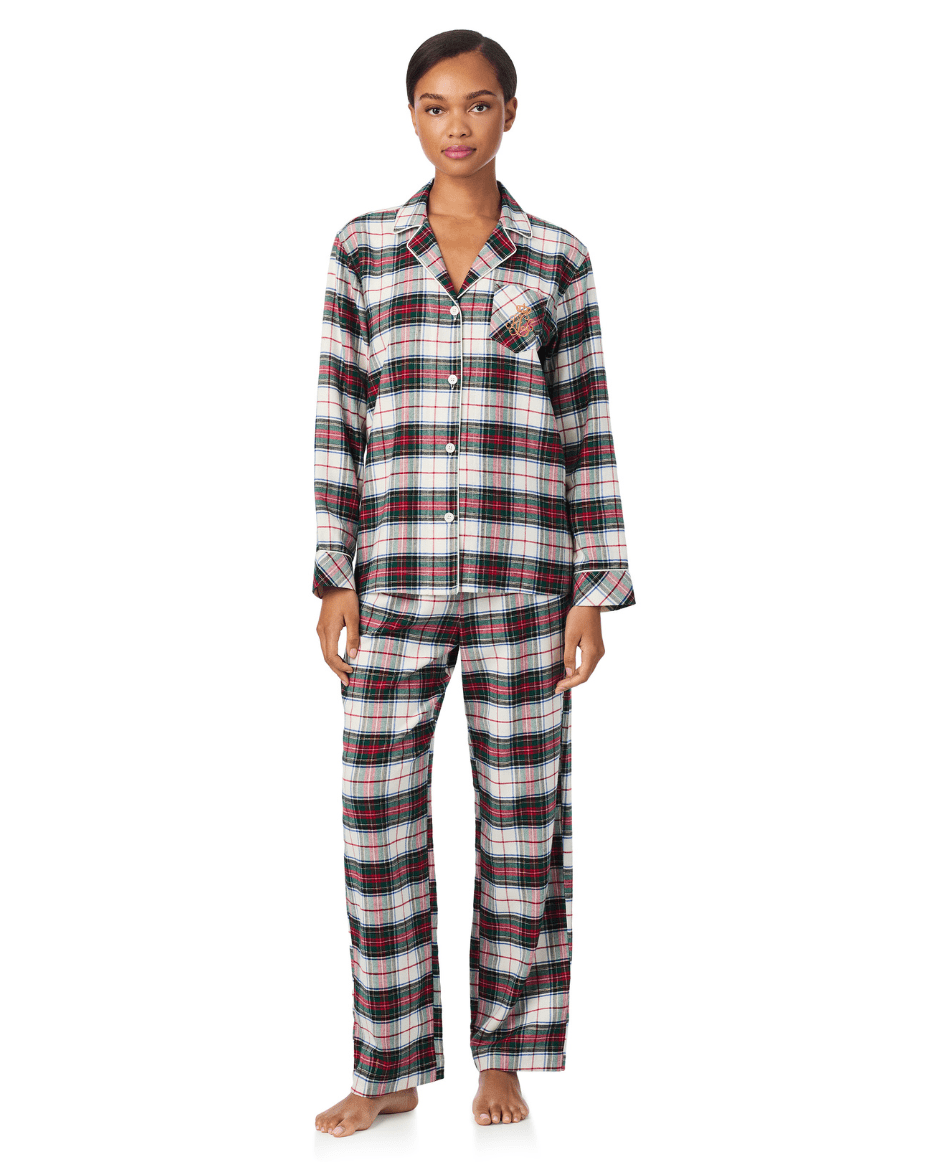 Ralph Lauren Long Sleeve Notch Collar Long Pant PJ Set - RALPH LAUREN - Luxe Leopard