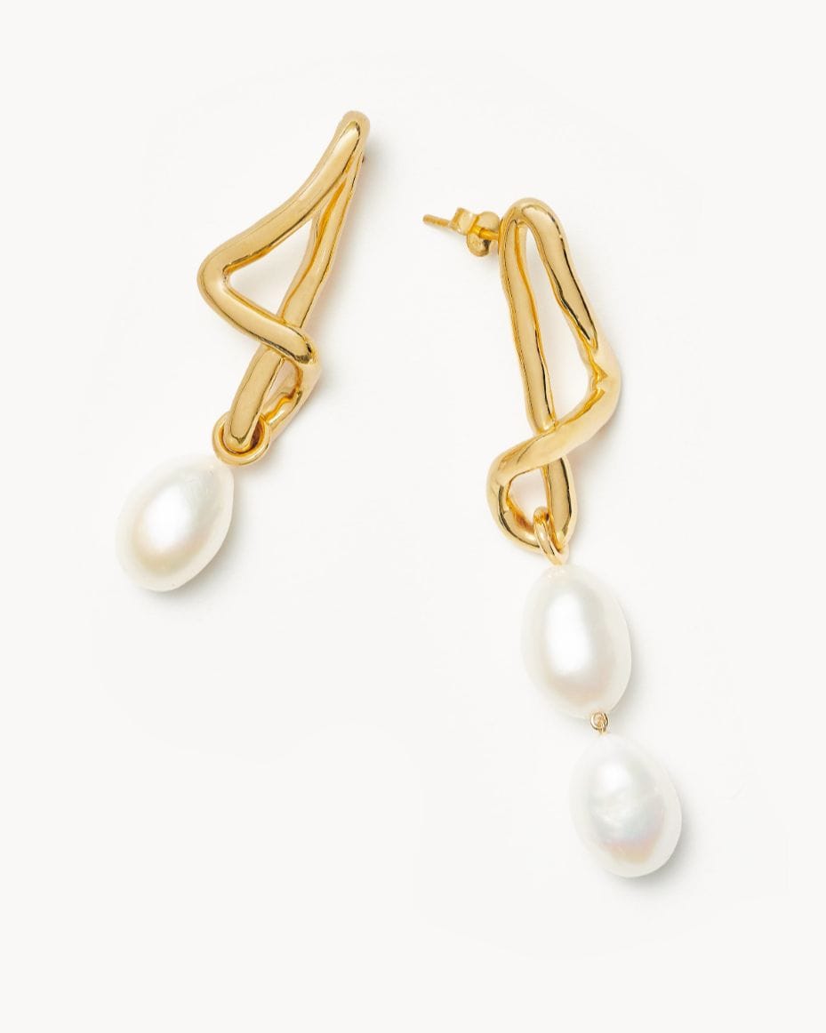 Missoma Gold Baroque Pearl Mismatch Drop Earrings