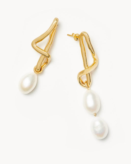 Missoma Gold Baroque Pearl Mismatch Drop Earrings