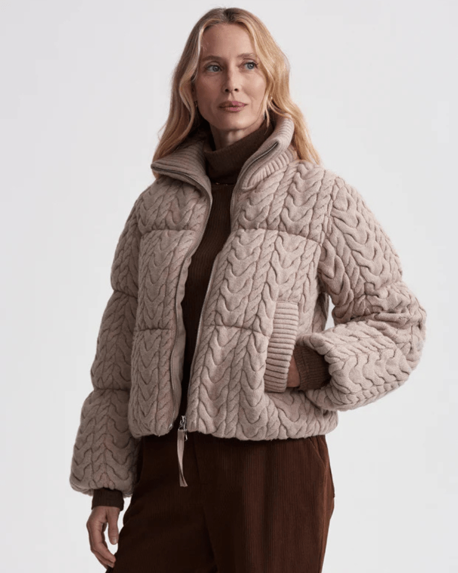 Varley Reggie Cable Knit Puffer