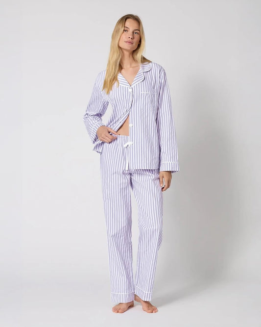 Bedhead Blue Long Pyjama Set - BEDHEAD - Luxe Leopard