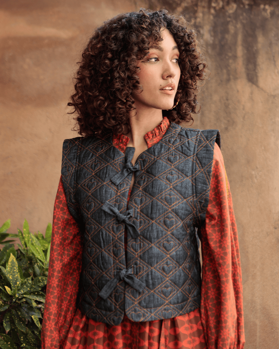 Emily Lovelock Tyler Dark Wash Denim Tie Waistcoat - EMILY LOVELOCK - Luxe Leopard