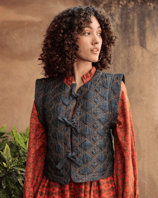 Emily Lovelock Tyler Dark Wash Denim Tie Waistcoat - EMILY LOVELOCK - Luxe Leopard
