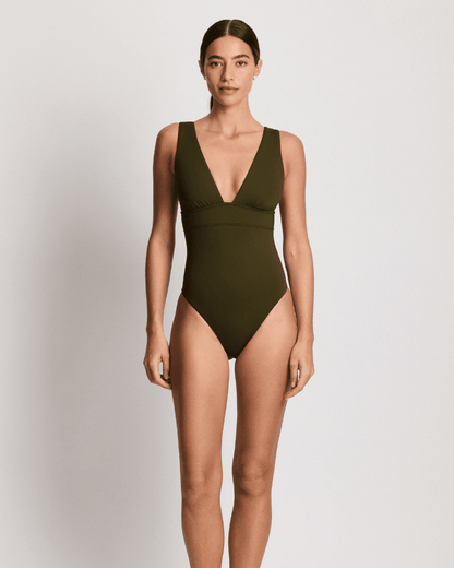 Ralph Lauren Modern V Neck Swimsuit - RALPH LAUREN - Luxe Leopard