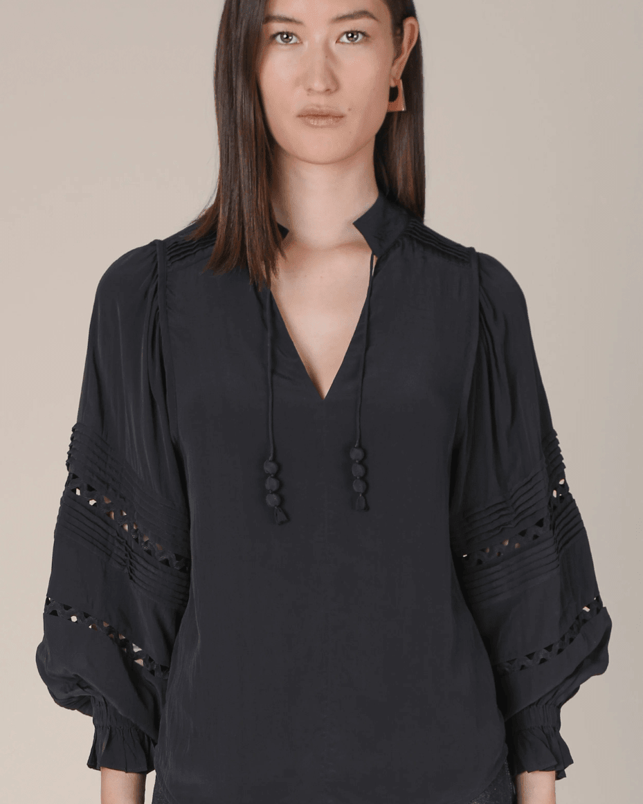 Vivere Smilla Pin Tuck Fluid Blouse - VIVERE - Luxe Leopard