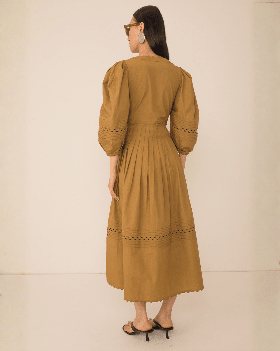 Vivere Pilar Pleat Dress - VIVERE - Luxe Leopard