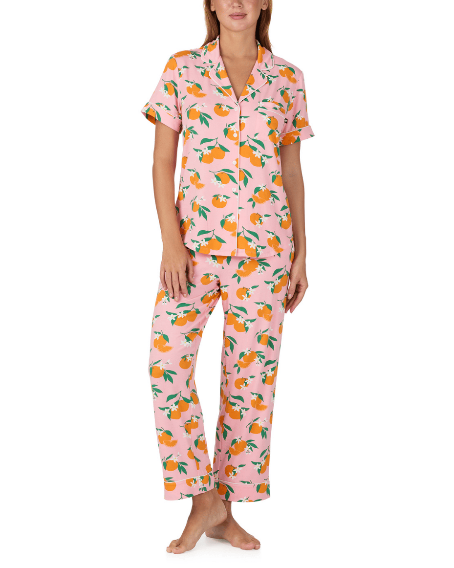 Kate Spade Short Sleeved Notch Crop Pj Set - KATE SPADE - Luxe Leopard