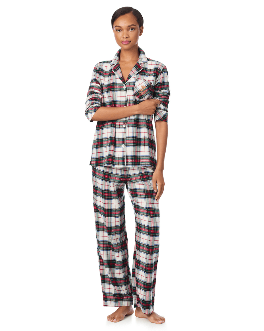 Ralph Lauren Long Sleeve Notch Collar Long Pant PJ Set - RALPH LAUREN - Luxe Leopard