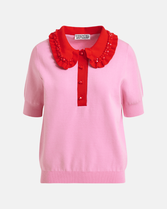 Essentiel Antwerp Jewellery Embroidered Knit Polo - ESSENTIEL ANTWERP - Luxe Leopard