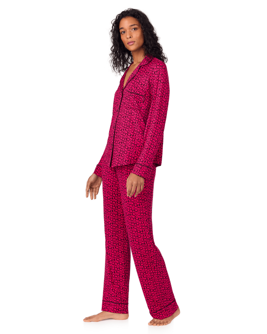 DKNY Long Sleeve Notch Collar Top & Pant Set - DKNY - Luxe Leopard