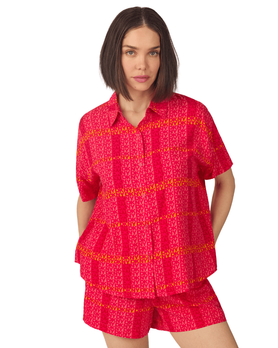DKNY Short Sleeved Top & Boxer Sleep Set - DKNY - Luxe Leopard