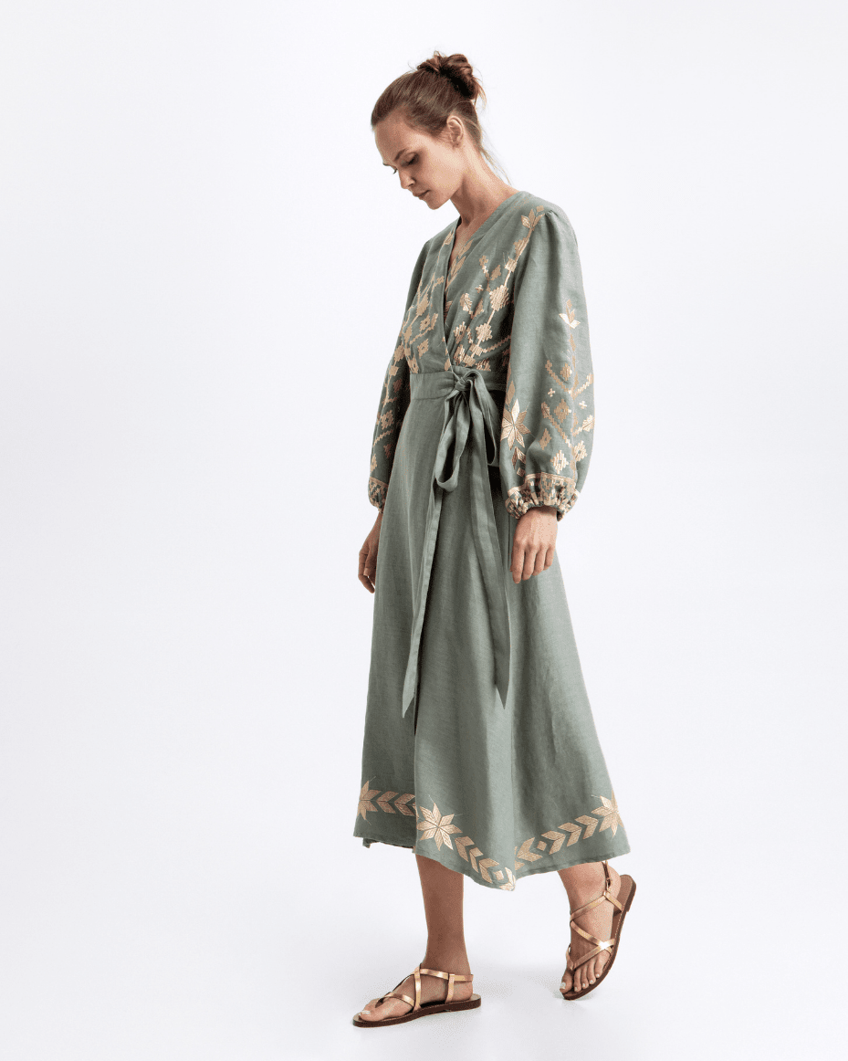 Milla Greek Archaic Kori IOS L/S Wrap Maxi Dress - GREEK ARCHAIC - Luxe Leopard