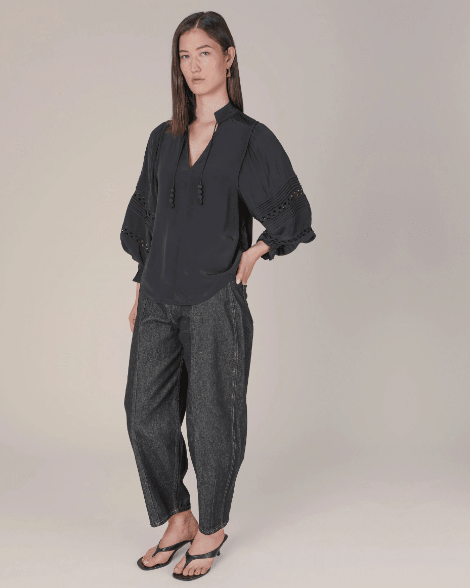 Vivere Smilla Pin Tuck Fluid Blouse - VIVERE - Luxe Leopard