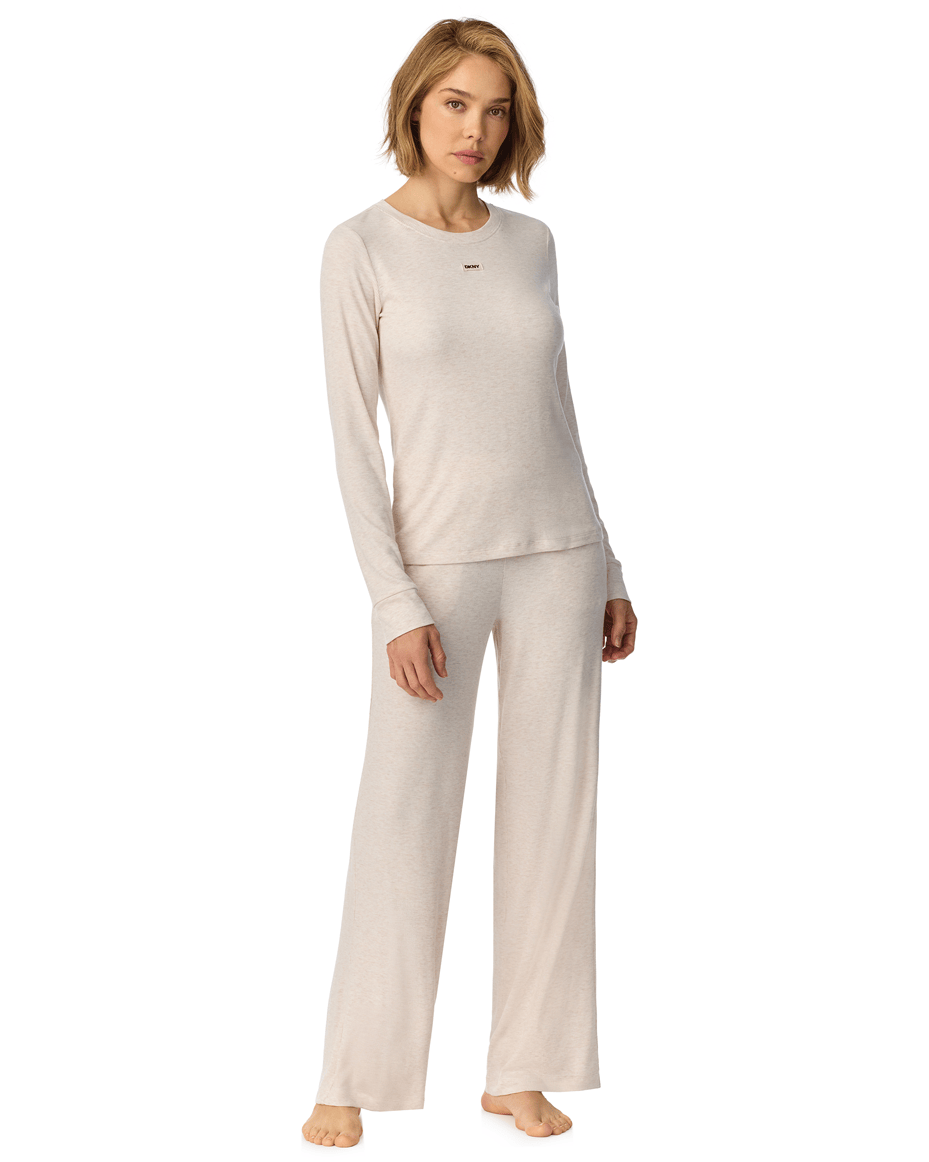 DKNY Long Sleeved Top & Pant Set in Blonde Heather
