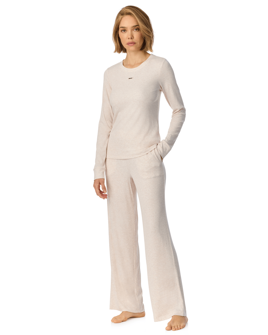 DKNY Long Sleeved Top & Pant Set in Blonde Heather