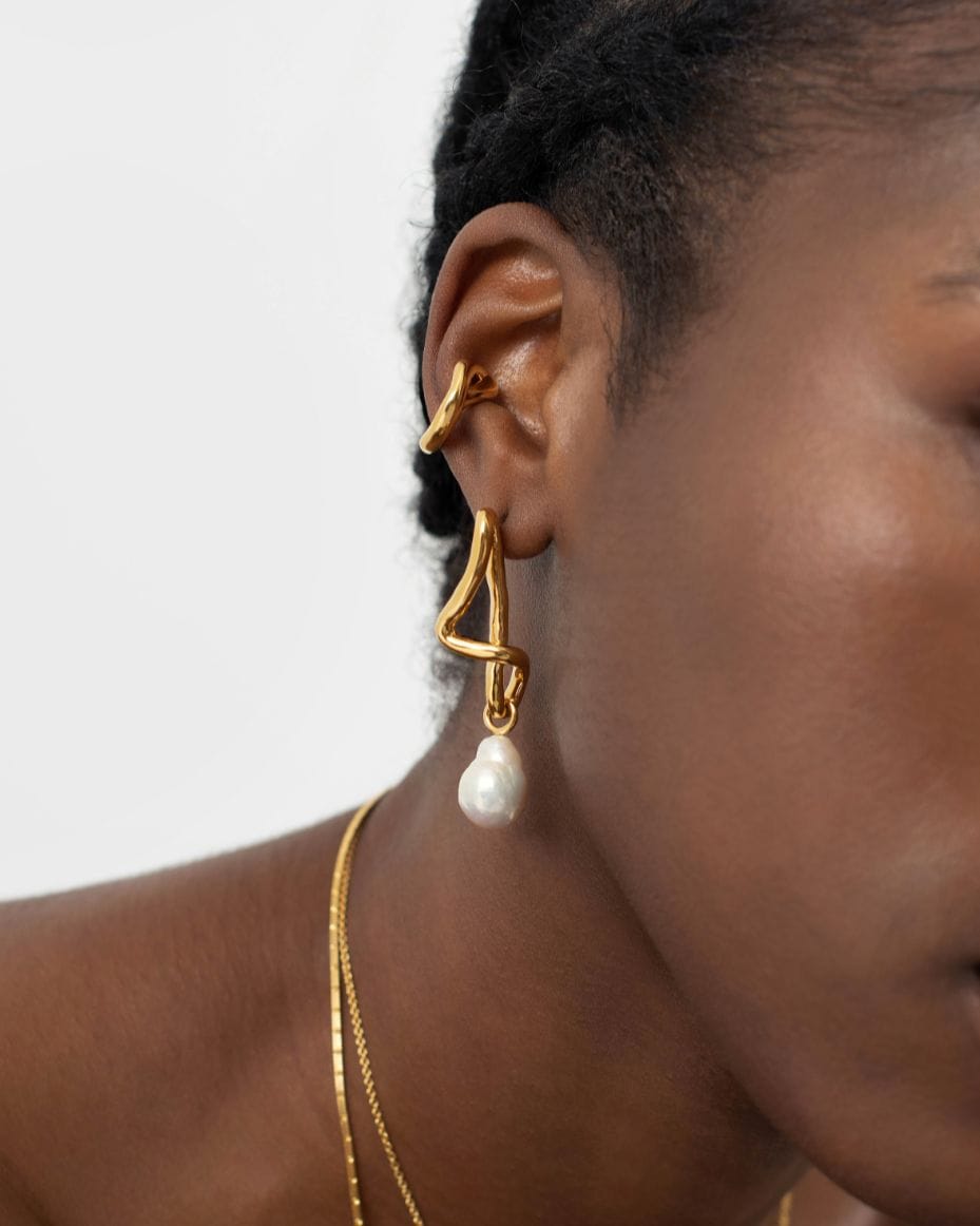 Missoma Gold Baroque Pearl Mismatch Drop Earrings