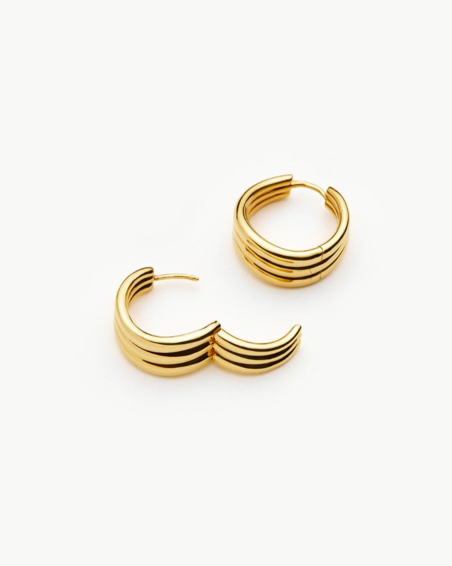 Missoma Gold Savi Triple Ridge Hoop Earrings