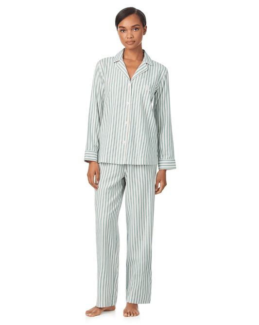 Ralph Lauren Long Sleeve Notch Collar Long Pant PJ Set - RALPH LAUREN - Luxe Leopard