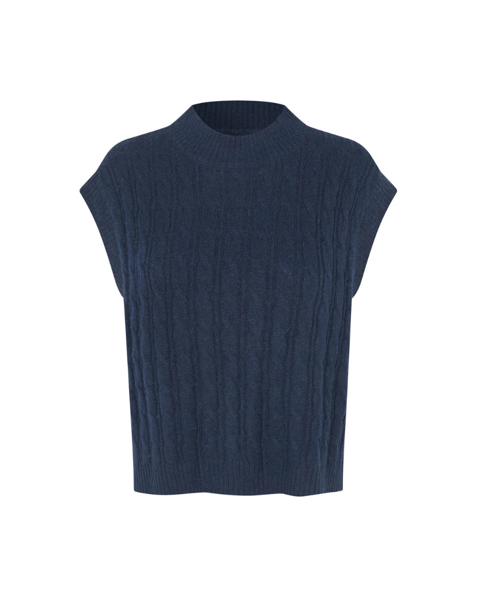 Lollys Laundry Finn Knit Vest SL in Dark Navy
