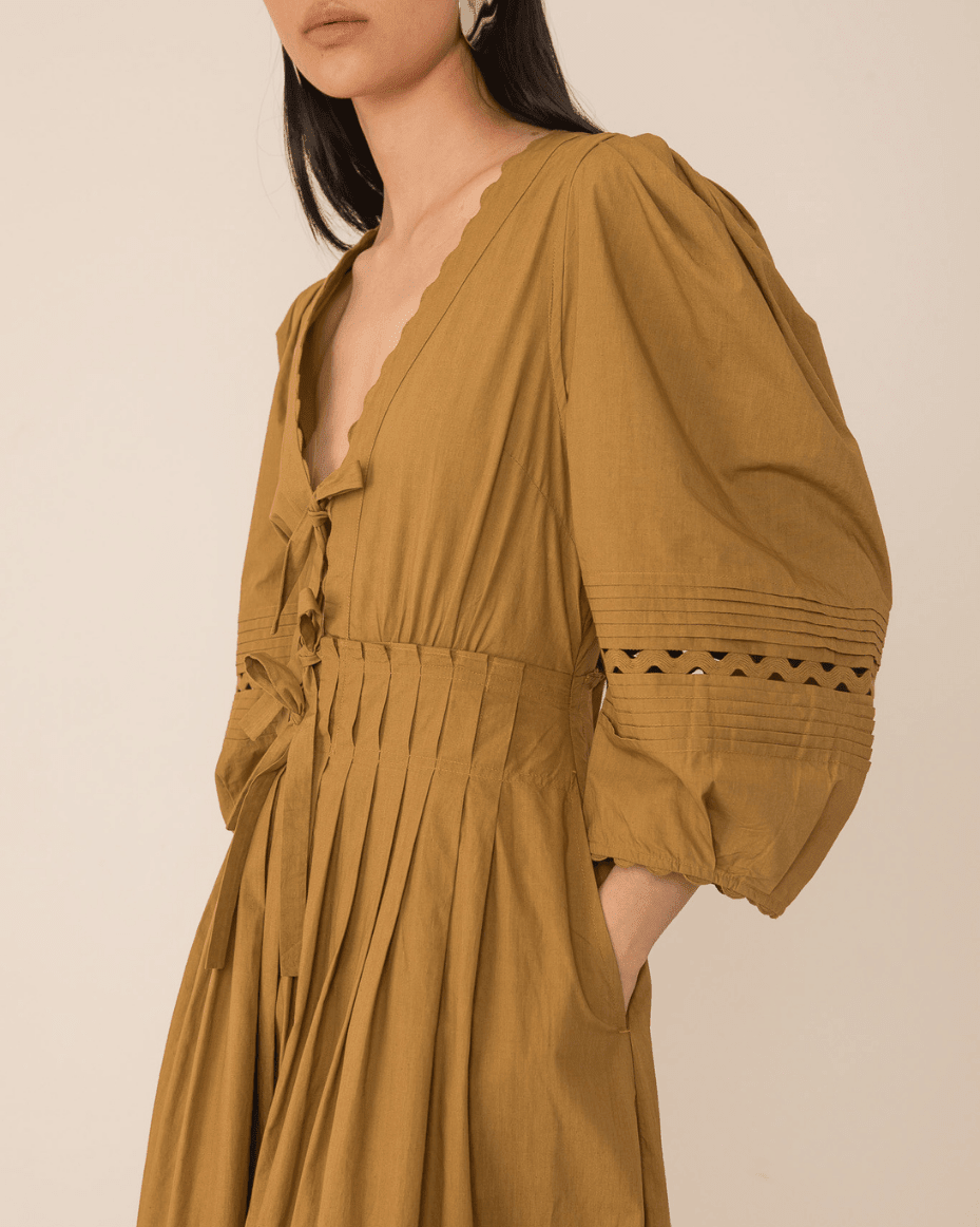 Vivere Pilar Pleat Dress - VIVERE - Luxe Leopard