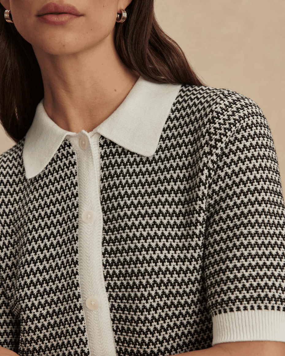 Varley Gaelle Polo Knit Top - VARLEY - Luxe Leopard