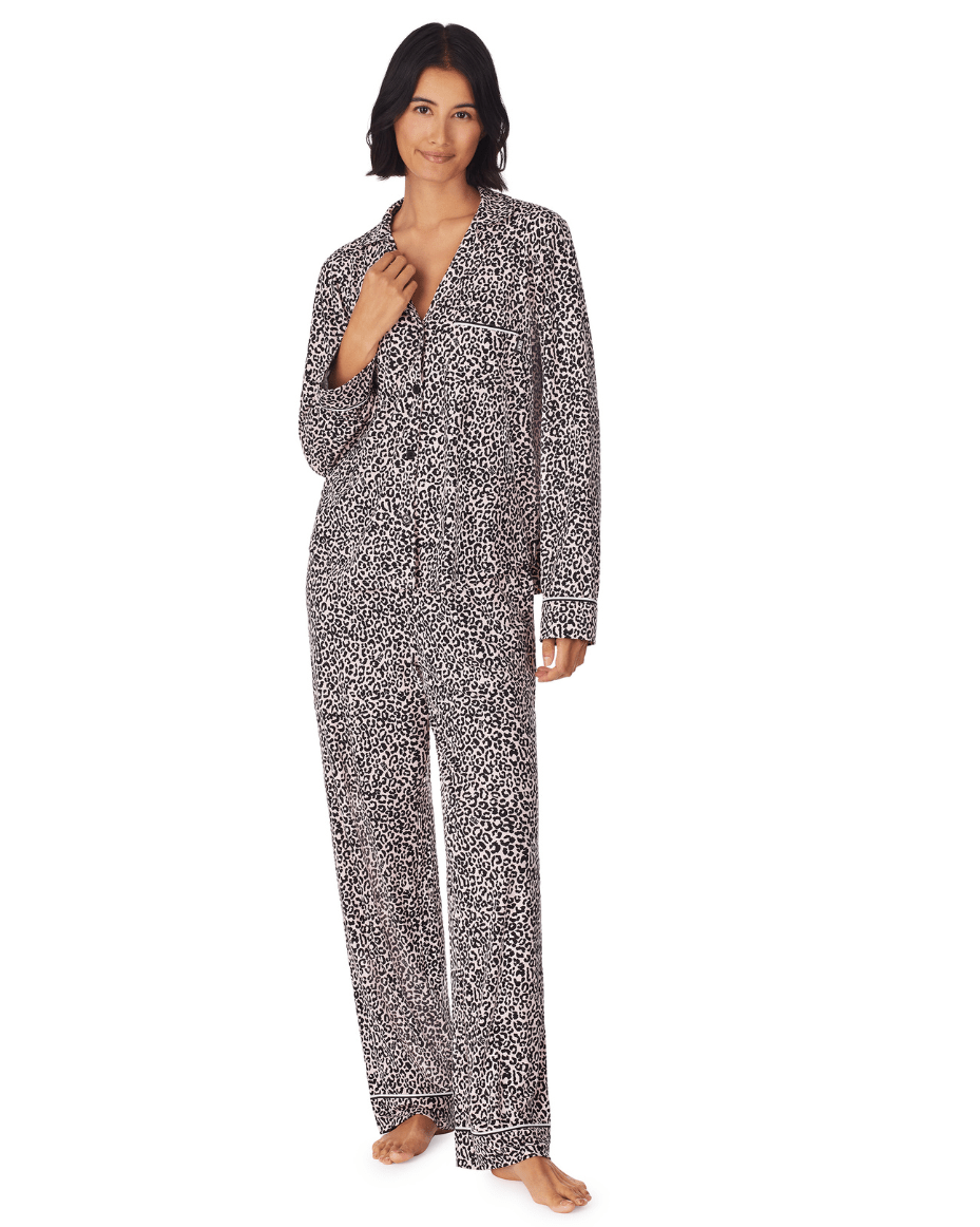 DKNY The Headliner Notch Collar Top and Pant Set - Luxe Leopard