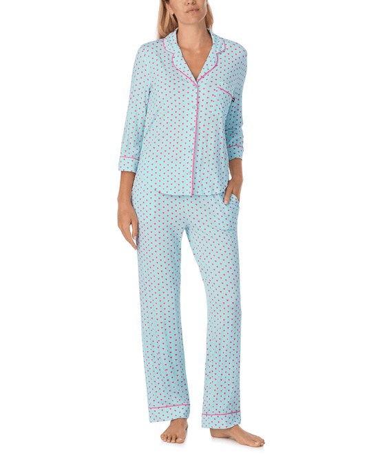 Kate Spade 3/4 Sleeve Notch Collar Long PJ Set - KATE SPADE - Luxe Leopard