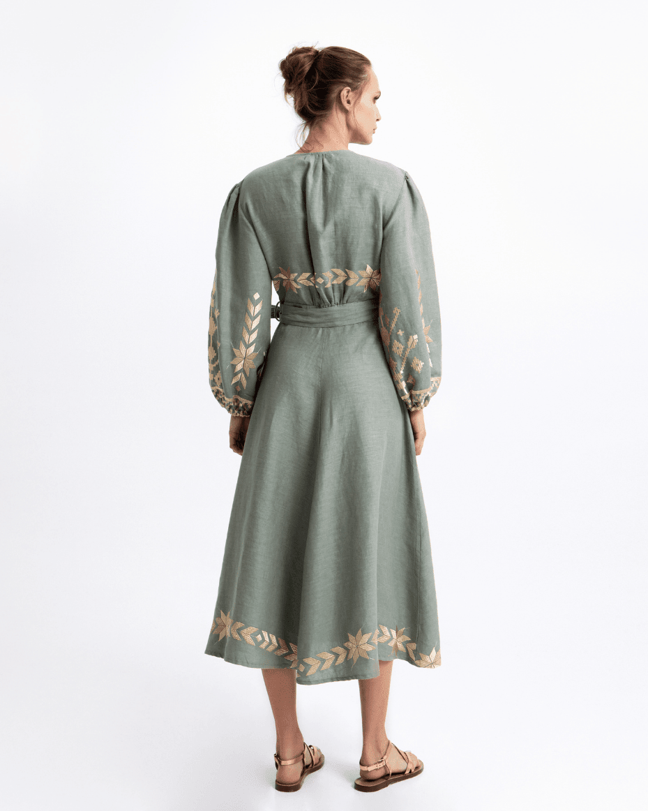 Milla Greek Archaic Kori IOS L/S Wrap Maxi Dress - GREEK ARCHAIC - Luxe Leopard