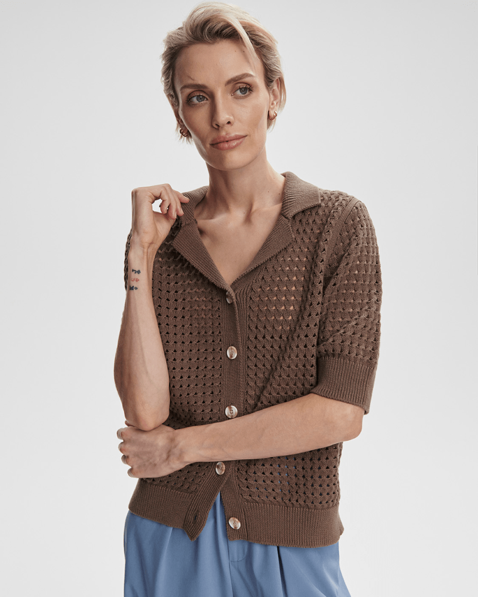 Varley Ellie Knit Shirt - VARLEY - Luxe Leopard