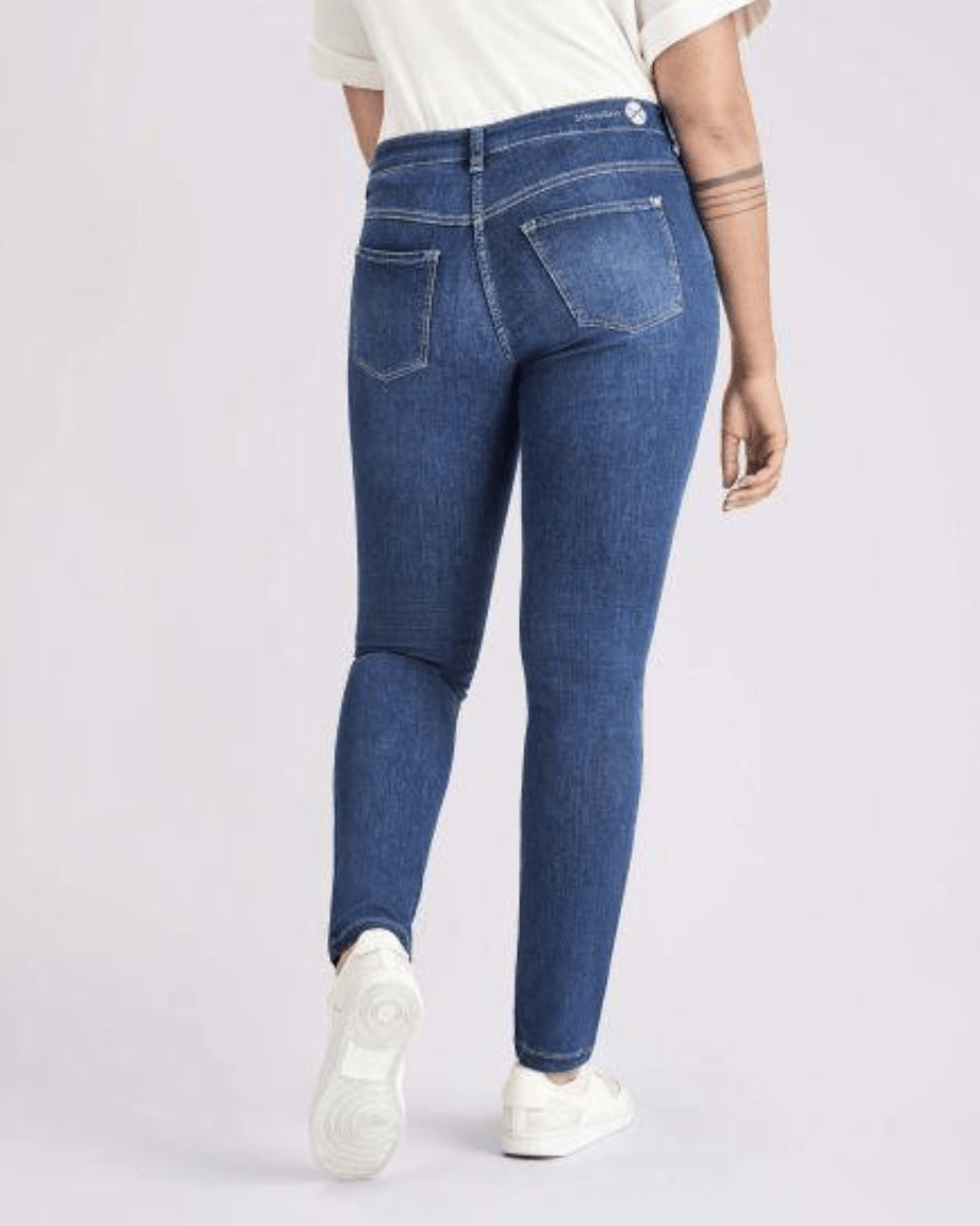 MAC Dream Skinny Jean Mid Blue Authertic Wash - Luxe Leopard