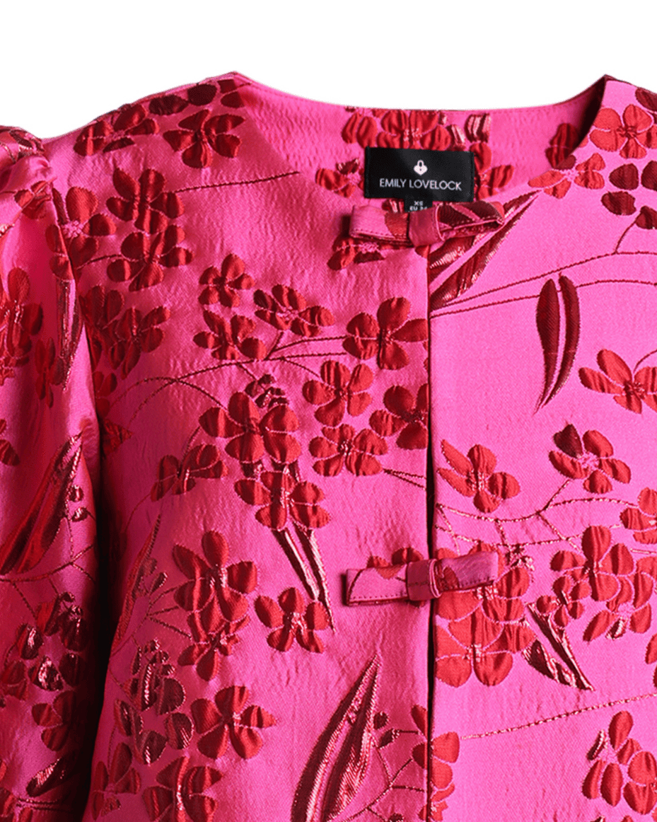 Emily Lovelock Myla Pink & Red Balloon Sleeve Cropped Shirt - EMILY LOVELOCK - Luxe Leopard