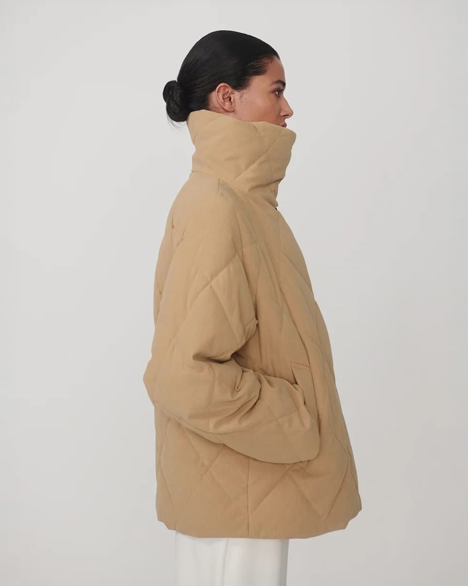 Varley Evren Short Quilted Coat Light Taupe - VARLEY - Luxe Leopard